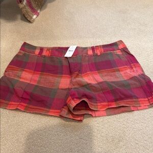 Plaid Women's Shorts - Pink and Brown